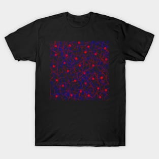 Connecting the Dots Abstract in Red and Blue T-Shirt